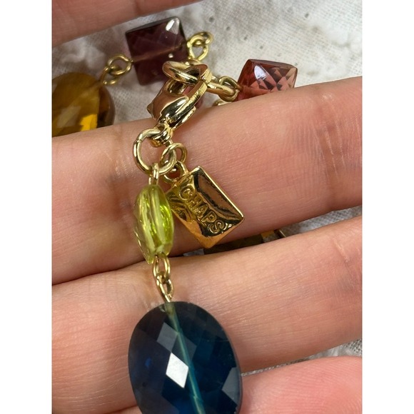 Chaps Beaded Colorful Gemstone Necklace Gold Tone Chain Fashion Jewelry - Picture 4 of 5